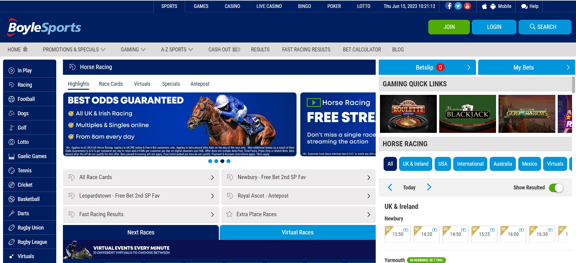 Preveiw of Boylesports betting on horse racing