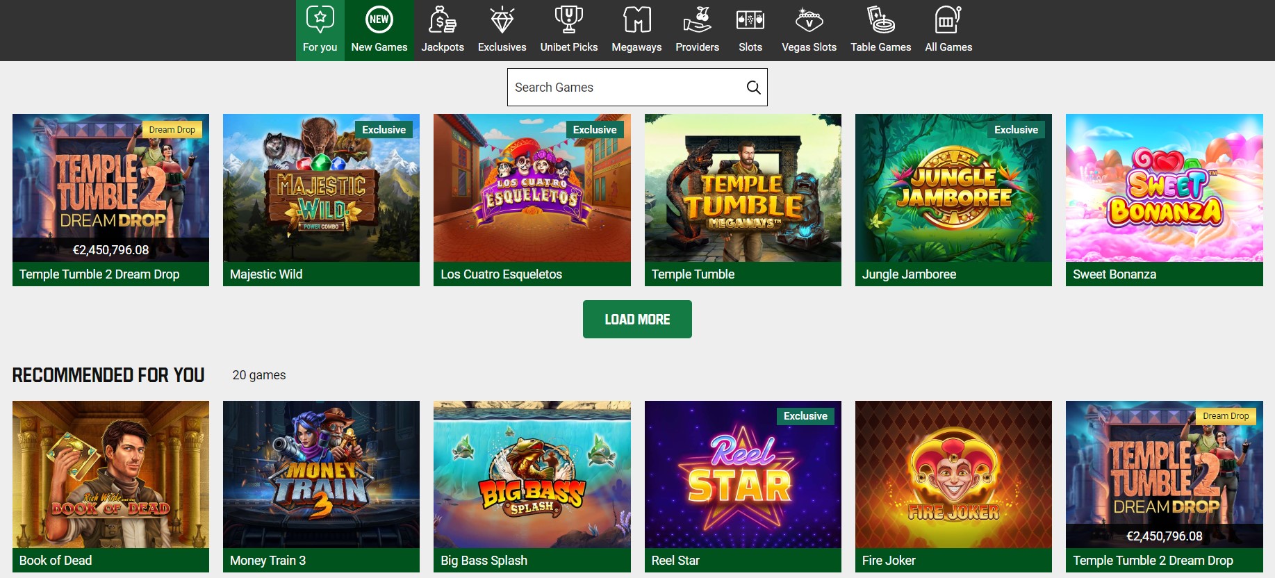 Preview of Unibet slots