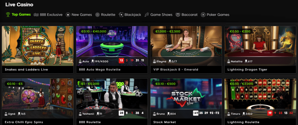 888 casino live casino