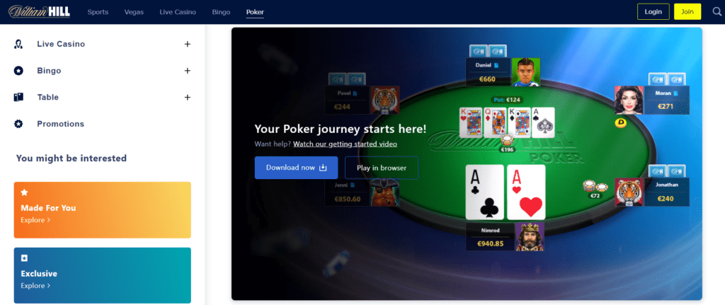 william hill poker